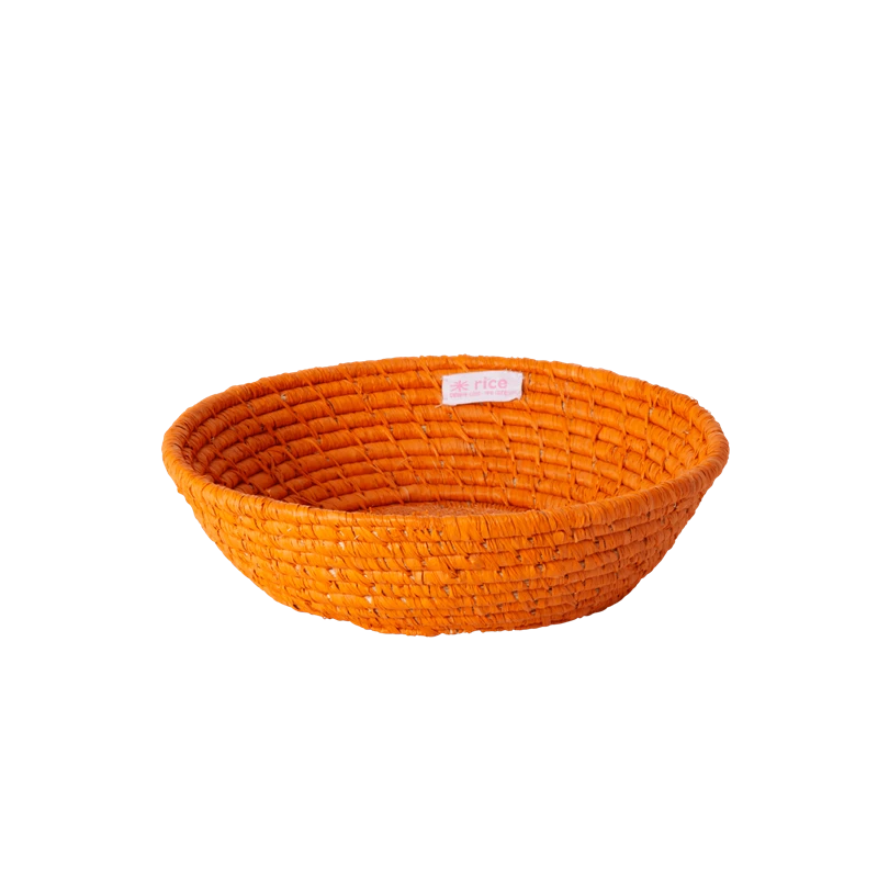 Orange Round Raffia Basket By Rice DK